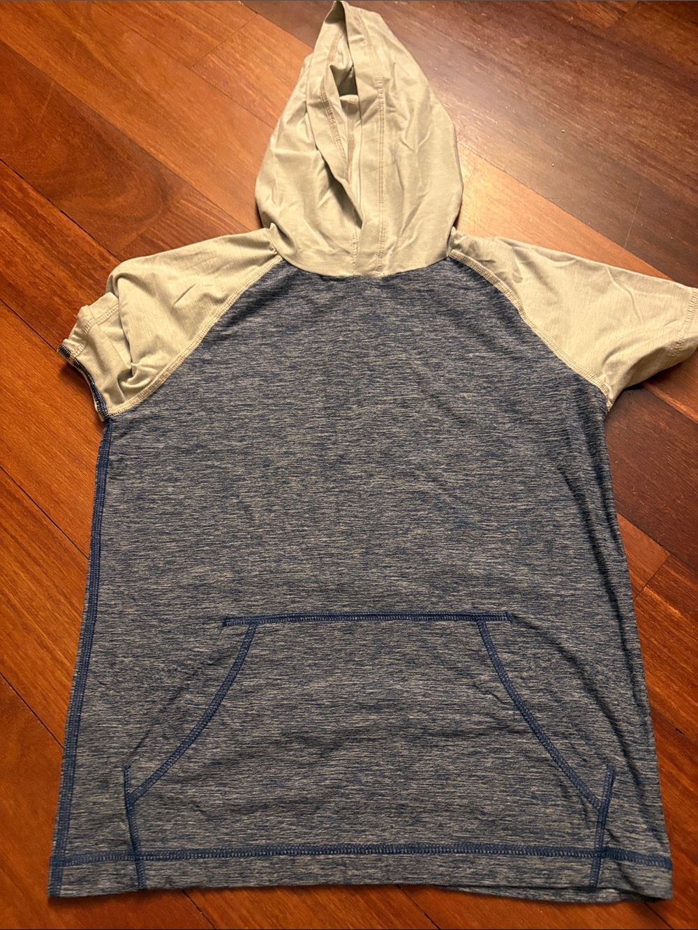 Kids Hooded Short-Sleeve Tee - Blue and Light Gray